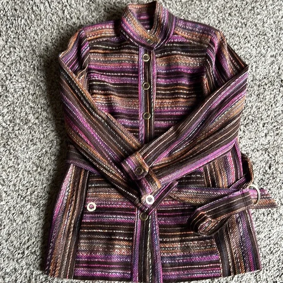 Etcetera Henry Tweed Jacket Brown Pink Orange Coat Jacket Size 8 - Picture 4 of 13